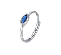 Mesnt Anillo ajustable de oro blanco para mujer, oro de 9 quilates, 14 quilates, 18 quilates, suave, ajustable, anillo de promesa solitario con forma de marquesa de 3 x 6 mm, zafiro creado en