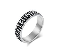 Mesnt Anillo de boda para hombre, acero inoxidable, 6 mm, anillo de acero inoxidable con runas vikingas, Metal, Sin piedra preciosa