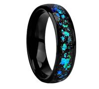 Mesnt - Anillo de boda para hombre, anillo de tungsteno de 6 mm, confort con fragmento verde, Metal, Ninguna piedra preciosa