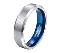 Mesnt Anillo de boda para hombres y mujeres, anillo de boda de tungsteno de 4 mm, 6 mm, 8 mm, cepillado clásico, con bordes biselados, Metal, Sin piedra preciosa
