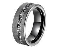 Mesnt Anillo de carburo de tungsteno para hombres y mujeres, anillo de boda de tungsteno mate de 8 mm de ancho con fragmento de aluminio, Metal, Sin piedra preciosa
