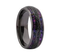 Mesnt Anillo de carburo de tungsteno, para mujer y hombre, 8 mm, ajuste cómodo, con fragmento de meteorito, color negro, talla 70 (22,3)