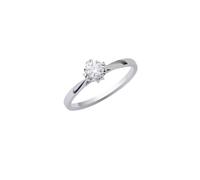 Mesnt Anillo de compromiso de oro blanco clásico solitario de 9 quilates, 14 quilates, 18 quilates, diamante redondo de 0,3 quilates, 4 garras para mujer, Metal, Diamante No es una piedra preciosa