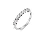 Mesnt Anillo de compromiso de oro blanco de 9 quilates, 14 quilates y 18 quilates, elegante diseño de fila con diamantes redondos de 0,35 quilates, Metal, Diamante No es una piedra preciosa