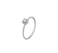 Mesnt Anillo de compromiso de oro blanco de 9K/14K/18K con diseño de flor de diamante solitario de 0,07 quilates para mujer, Metal, Diamante No es una piedra preciosa