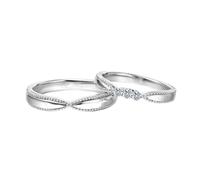 Mesnt Anillo de compromiso de oro blanco y cruz Pt950 infinito para él/ella, con diamante, Metal, No es una piedra preciosa