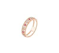 Mesnt Anillo de compromiso de oro rosa con vid hueca para mujer con rubí y diamante, Metal, Rubí Diamante