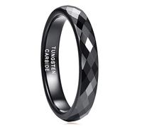 Mesnt Anillo de compromiso de tungsteno para hombre y mujer, 4 mm, elegante anillo de boda facetado, ajuste cómodo, Metal, Sin piedra preciosa