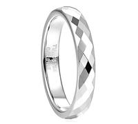 Mesnt Anillo de compromiso de tungsteno para hombre y mujer, 4 mm, elegante anillo de boda facetado, ajuste cómodo, Metal, Sin piedra preciosa