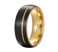 Mesnt Anillo de compromiso de tungsteno para hombre y mujer, 8 mm de ancho, cepillado con ranura y circonita cúbica, Metal, Sin piedra preciosa