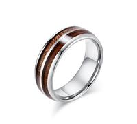 Mesnt Anillo de compromiso de tungsteno para hombre y mujer, anillo clásico de tungsteno de 6 mm/8 mm con grano de madera, Metal, Sin piedra preciosa