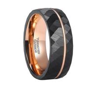 Mesnt Anillo de compromiso de tungsteno para hombre y mujer, anillo de boda de tungsteno facetado de 4 mm, 6 mm, 8 mm, con ranura, Metal, Sin piedra preciosa