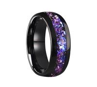 Mesnt Anillo de compromiso para hombre, mujer, mujer, hombre, 8 mm, ajuste cómodo, anillo de tungsteno con fragmentos morados, Metal, Sin piedra preciosa