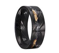 Mesnt - Anillo de compromiso para hombre y mujer, anillo de boda de tungsteno damasco con meteorito, Metal, Ninguna piedra preciosa