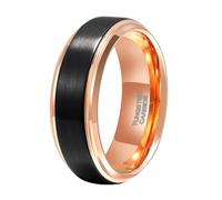Mesnt Anillo de compromiso para hombres y mujeres, anillo de compromiso bicolor cepillado de tungsteno de 6 mm/8 mm, Metal, Sin piedra preciosa