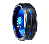 Mesnt Anillo de compromiso para hombres y mujeres, anillo de compromiso mate de tungsteno de 6 mm/8 mm con ranura central, Metal, Sin piedra preciosa
