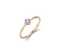 Mesnt Anillo de compromiso simple y fino de oro blanco de 9 quilates, 14 quilates, 18 quilates, con diamante redondo solitario de 4 garras de 0,05 quilates, Metal, Diamante No es una piedra preciosa
