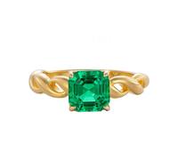 Mesnt Anillo de compromiso solitario de oro amarillo de 9 quilates, 14 quilates, 18 quilates, elegante y trenzado para mujer, con esmeralda cuadrada de 4 puntas, 1,5 quilates, Metal, No es una piedra