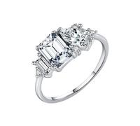 Mesnt Anillo de oro blanco para mujer, delicado anillo de oro de 9 quilates, 14 quilates, 18 quilates con rectángulo de 5 x 7 mm y moissanita en forma de marquesa, Metal, Moissanita