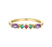 Mesnt Anillo de oro para mujer, oro amarillo de 9 quilates, 14 quilates, 18 quilates, delicado anillo de promesa con amatista en forma de marquesa, Metal, Amatista