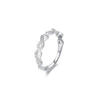 Mesnt Anillo de piedras preciosas para mujer, elegante diseño infinito con diamante redondo, Metal, Diamante No es una piedra preciosa