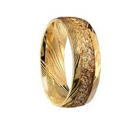 Mesnt Anillo de tungsteno, Anillo de boda Damasco para hombres con Fragmentos de meteorito dorado, Metal, Ninguna piedra preciosa