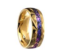 Mesnt Anillo de tungsteno para hombre, anillo de boda de tungsteno clásico de Damasco para hombre con fragmentos de Meteorito Azul-Violeta, Metal, Sin gemas.