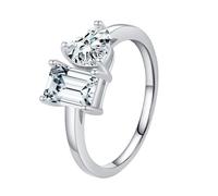 Mesnt Anillos de boda de oro blanco para mujer, anillo de compromiso elegante de oro de 9 quilates, 14 quilates y 18 quilates con rectángulo de 5 x 7 mm y moissanita en forma de corazón, Metal