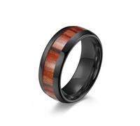 Mesnt Anillos de boda para hombres y mujeres, anillo de tungsteno con incrustaciones de madera abovedada de 4 mm, 6 mm, 8 mm, ajuste cómodo, Metal, Sin piedra preciosa
