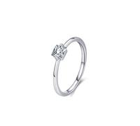 Mesnt Anillos de boda para mujer, anillo de diamante de laboratorio cuadrado de 2 puntas, solitario simple de 0,4 quilates, Metal, No es una piedra preciosa Diamante de laboratorio Sin piedras