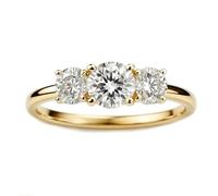 Mesnt Anillos de boda para mujer, anillo de oro blanco de 9 quilates, 14 quilates y 18 quilates, 3 piedras con moissanita, Metal, Moissanita No es una piedra preciosa