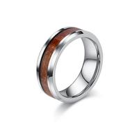 Mesnt Anillos de carburo de tungsteno para hombres y mujeres, 4 mm, 6 mm, 8 mm, anillo de tungsteno con incrustaciones de madera, Metal, Sin piedra preciosa