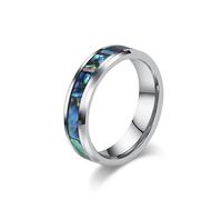 Mesnt Anillos de carburo de tungsteno para hombres y mujeres, anillo de tungsteno de 4 mm, 6 mm, 8 mm con incrustaciones de abulón, Metal, Sin piedra preciosa