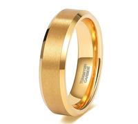 Mesnt Anillos de carburo de tungsteno para hombres y mujeres, anillos de boda clásicos cepillados de 2 mm, 4 mm, 6 mm, 8 mm, anillos de boda para hombres y mujeres con bordes biselados, Metal, Sin