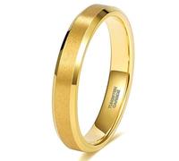 Mesnt Anillos de carburo de tungsteno para hombres y mujeres, anillos de boda clásicos cepillados de 2 mm, 4 mm, 6 mm, 8 mm, anillos de boda para hombres y mujeres con bordes biselados, Metal, Sin