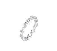 Mesnt Anillos de compromiso de moissanita para mujer, elegante diseño de onda con anillo de promesa redondo de moissanita, Metal, Moissanita No es una piedra preciosa