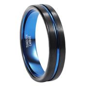 Mesnt Anillos de compromiso para hombres y mujeres, tungsteno cepillado de 4 mm, 6 mm, 8 mm, anillo de boda de tungsteno cepillado de dos tonos con ranura, Metal, Sin piedra preciosa