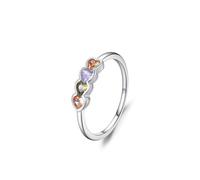 Mesnt Anillos de compromiso para mujer, elegante diseño de corazón con amatista, peridoto y citrino, anillo de compromiso, Metal, No es una piedra preciosa Amatista peridoto citrino Sin piedras