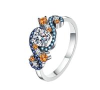 Mesnt Anillos de compromiso para mujer, oro blanco de 14 quilates, anillo de diamantes cultivados en laboratorio con flor infinita para mujer (0,5 quilates, D, VVS1-VVS2), talla K 1/2, Diamante creado