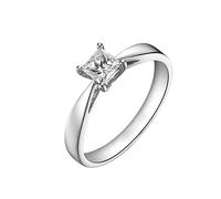 Mesnt Anillos de compromiso solitarios de oro blanco y platino de 9/14/18 quilates con diamante de corte princesa de 0,4 quilates, Metal, Diamante
