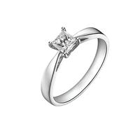 Mesnt Anillos de compromiso solitarios de oro blanco y platino de 9/14/18 quilates con diamante de talla princesa de 0,4 quilates