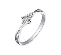 Mesnt Anillos de compromiso solitarios de oro blanco y Pt950 X Cruz para mujer con diamante, Metal, Diamante