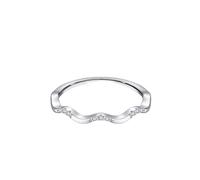 Mesnt Anillos de diamante creados en laboratorio para mujer, apilables, diseño de onda simple con anillo de compromiso de diamante redondo de laboratorio, Metal, No es una piedra preciosa Diamante de