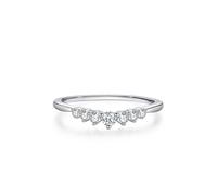 Mesnt Anillos de diamante de laboratorio para mujer, apilables, simples, de 3 puntas, redondos, Metal, No es una piedra preciosa Diamante de laboratorio Sin piedras preciosas