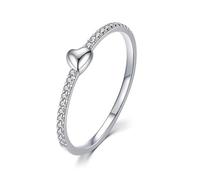 Mesnt Anillos de moissanita de oro blanco, para mujer, oro de 9 quilates, 14 quilates, 18 quilates, delicado y apilable, media eternidad, moissanita con corazón pulido, Metal, Moissanita