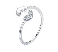 Mesnt Anillos de moissanita de oro blanco, para mujer, oro de 9 quilates, 14 quilates, 18 quilates, doble corazón, abierto, delicado anillo con moissanita, Metal, Moissanita