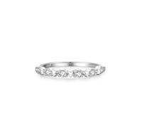 Mesnt Anillos de moissanita para mujer, diseño simple de fila de estrellas con anillo de compromiso redondo de moissanita, Metal, Moissanita No es una piedra preciosa