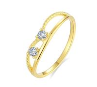 Mesnt Anillos de oro con diamantes para mujer, diseño de cuerda de oro amarillo de 9 quilates, 14 quilates y 18 quilates con diamantes, Metal, Diamante