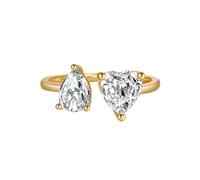 Mesnt Anillos de promesa para ella, anillo cómodo y delicado de oro amarillo de 9 K, 14 y 18 quilates, con forma de corazón y pera y moissanita, Metal, Moissanita