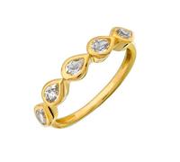 Mesnt Anillos de promesa para ella, anillo de oro amarillo de 9K/14K/18K con moissanita en forma de pera de 3 x 6 mm, Metal, Moissanita
